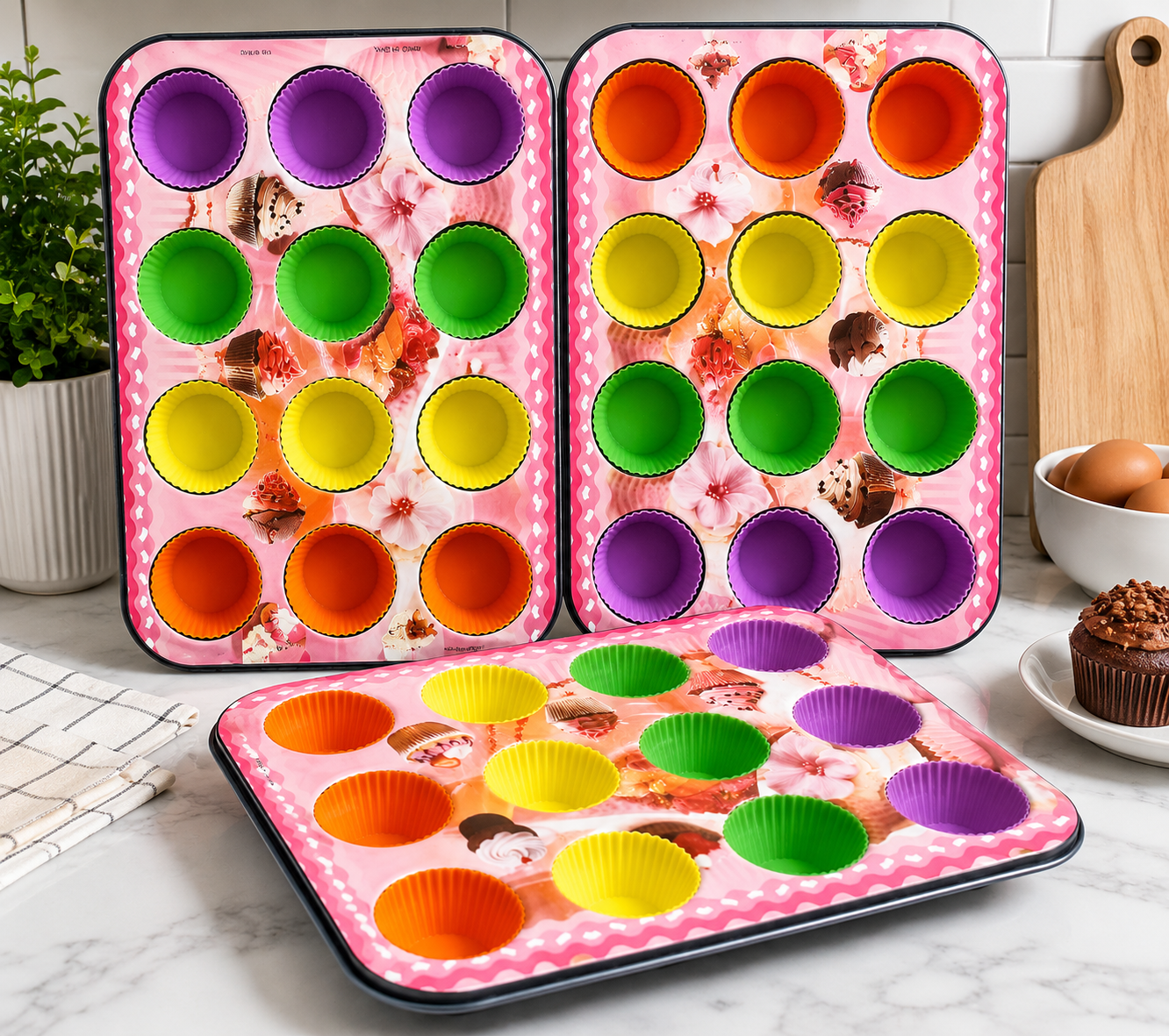 🍰Brand New Redberry 12-Cup Muffin & Cupcake Baking Tray – Colorful Non-Stick Baking Pan for Muffins, Cupcakes & Mini Cakes.