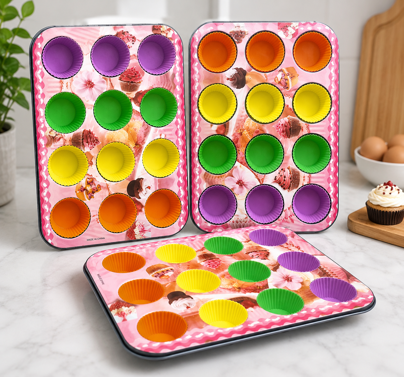 🍰Brand New Redberry 12-Cup Muffin & Cupcake Baking Tray – Colorful Non-Stick Baking Pan for Muffins, Cupcakes & Mini Cakes.