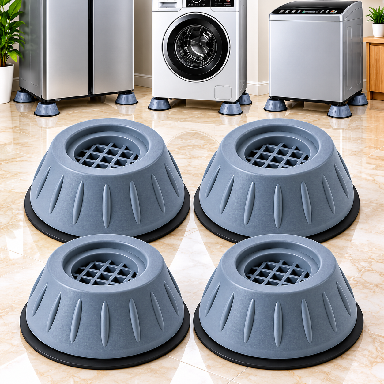 Set of 4 Anti-Vibration Appliance Pads – Non-Slip Shock Absorbers for Washing Machines, Refrigerators & Dryers.