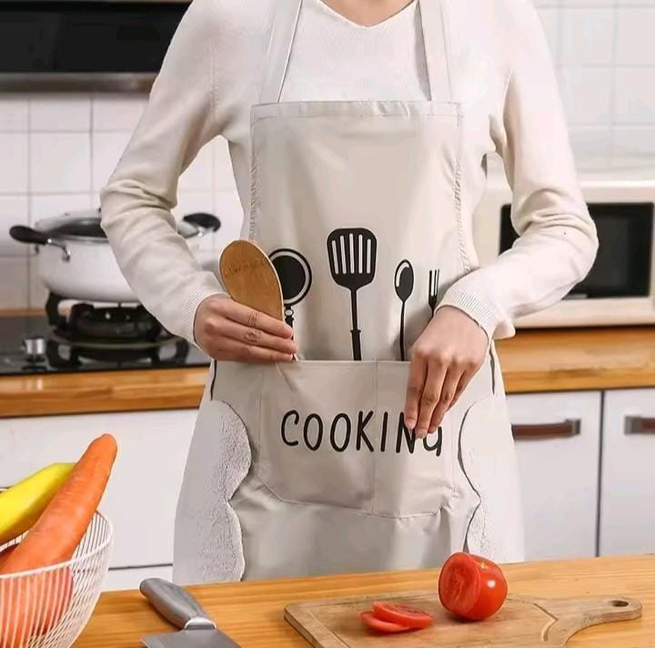 Hand-wiping kitchen cooking apron - oil proof