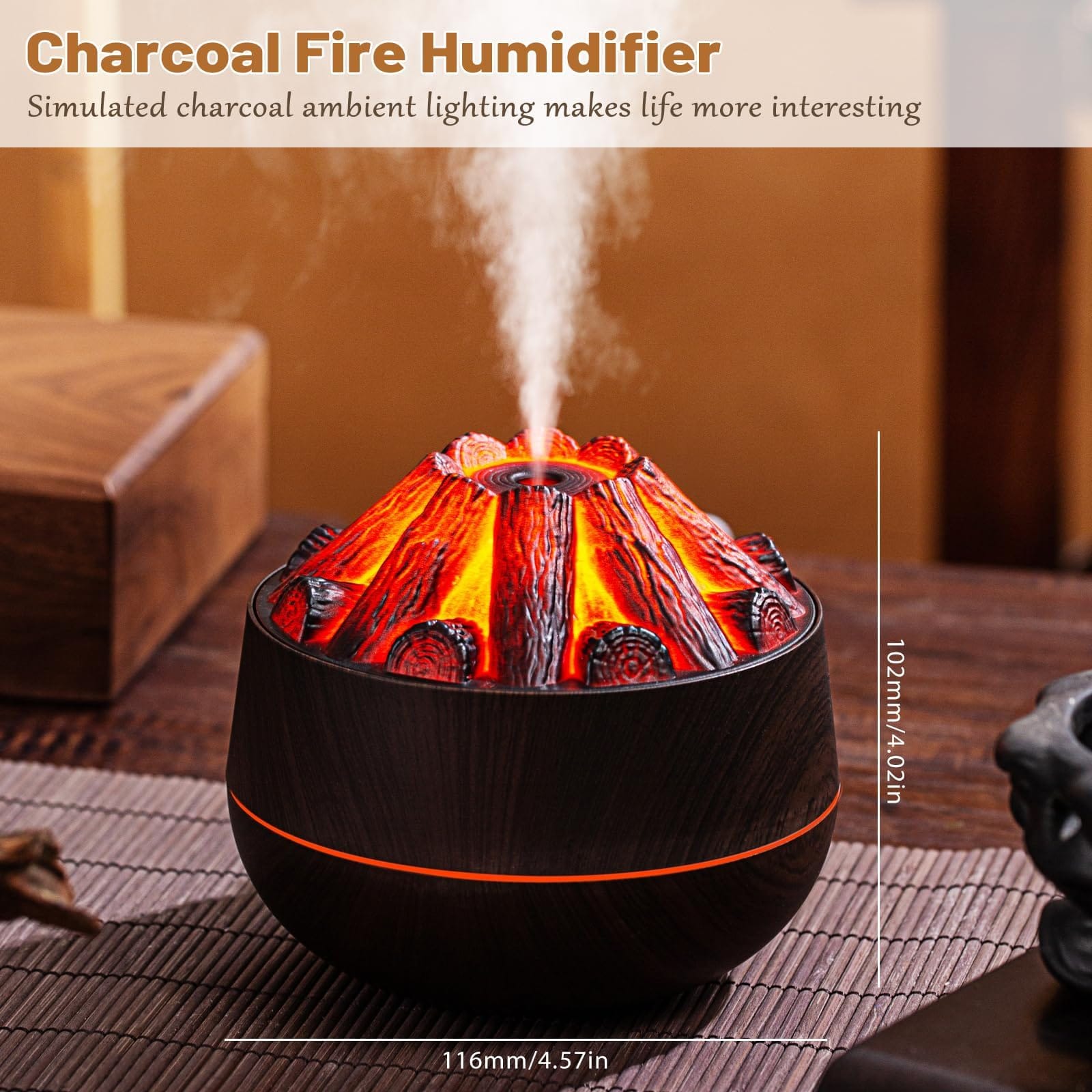 Charcoal fire humidifier -2.2W 300ml tank ,30-50ml/hr