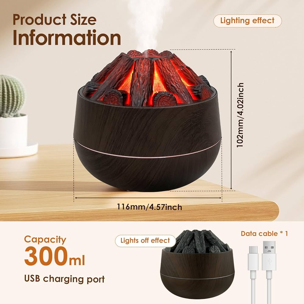 Charcoal fire humidifier -2.2W 300ml tank ,30-50ml/hr