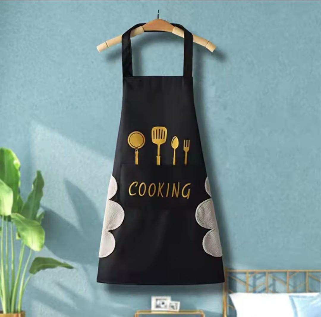 Hand-wiping kitchen cooking apron - oil proof