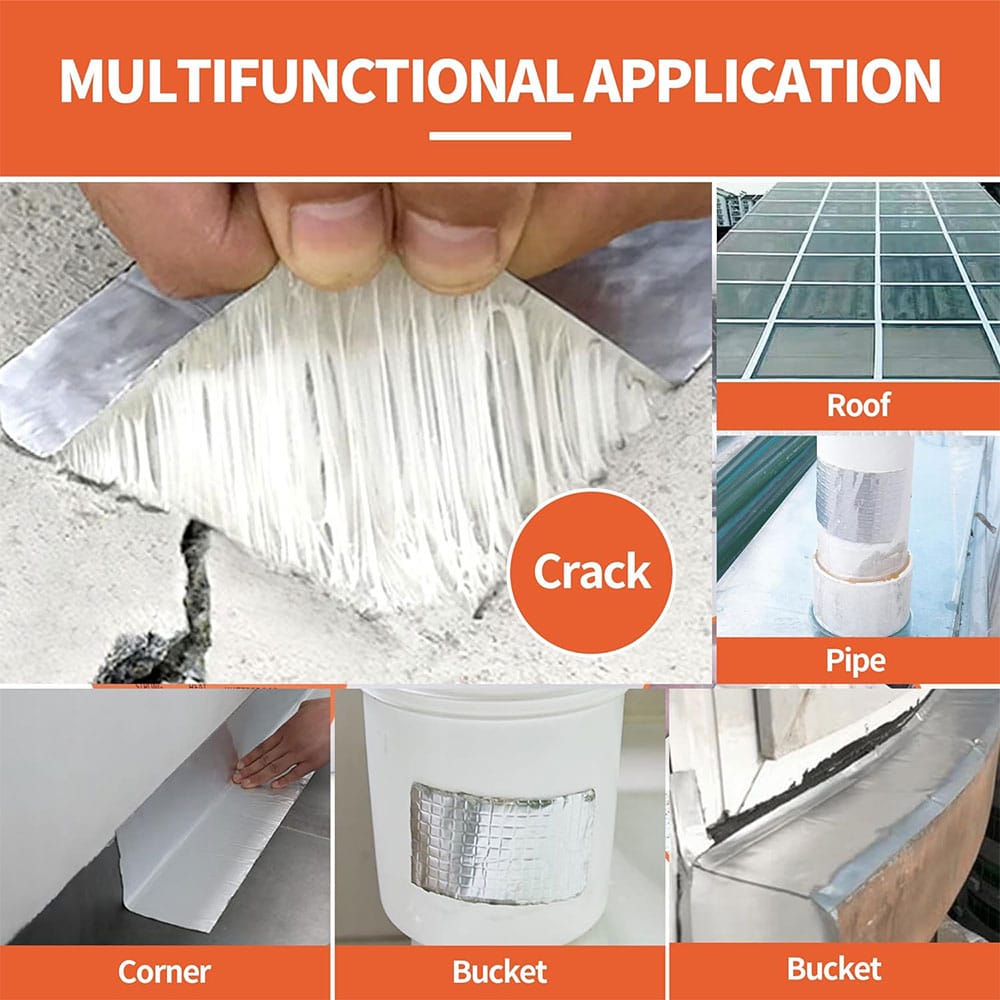 WATERPROOF WALL CRACK,ROOF ,TANKS REPAIR TAPE LEAKAGE REPAIR WATERPROOF DUCT TAPE FOR PIPE & ROOF WATER HEAVY DUTY LEAKS SOLUTION ALUMINUM FOIL BUTYL RUBBER ADHESIVE SEALING FOR SURFACE CRACKS-5CM BY