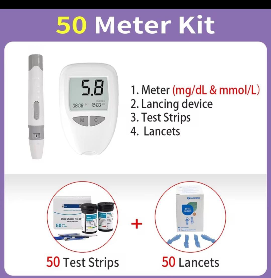 BLOOD GLUCOSE MONITOR, GLUCOSE MONITORING SYSTEM WITH GLUCOMETER, LANCING DEVICE, AND CARRYING CASE -BLOOD SUGAR TESTING KIT FOR DIABETES PATIENTS, COMPLETE DIABETIC SELF-TESTING KIT WITH METER, STRIP