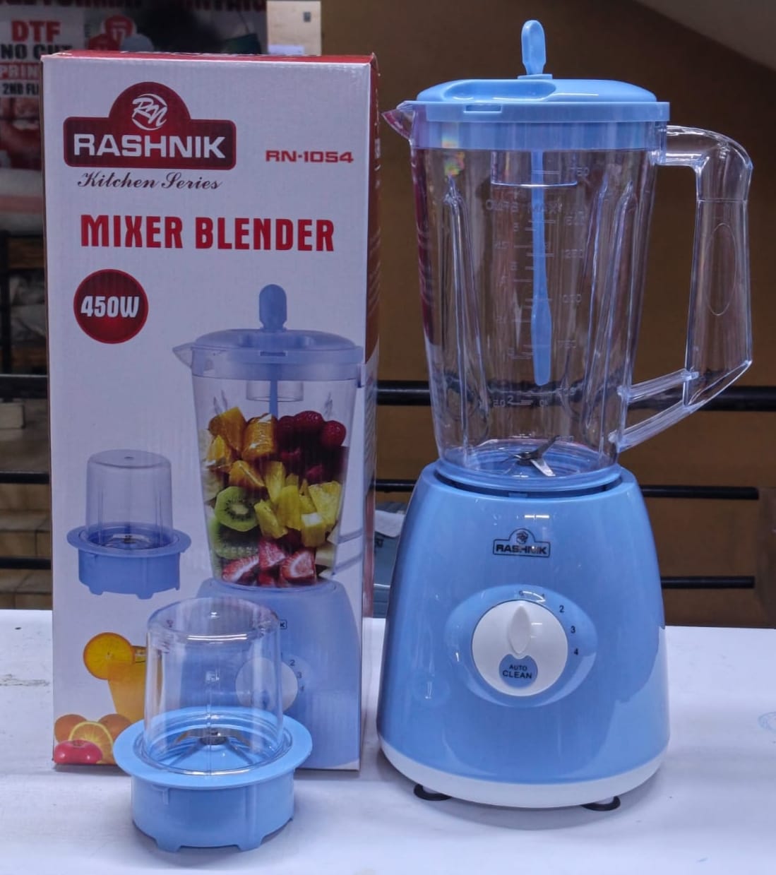 Rashnik 2 in 1 Blender and Grinder with 1.5L Jar, 650W, Blue