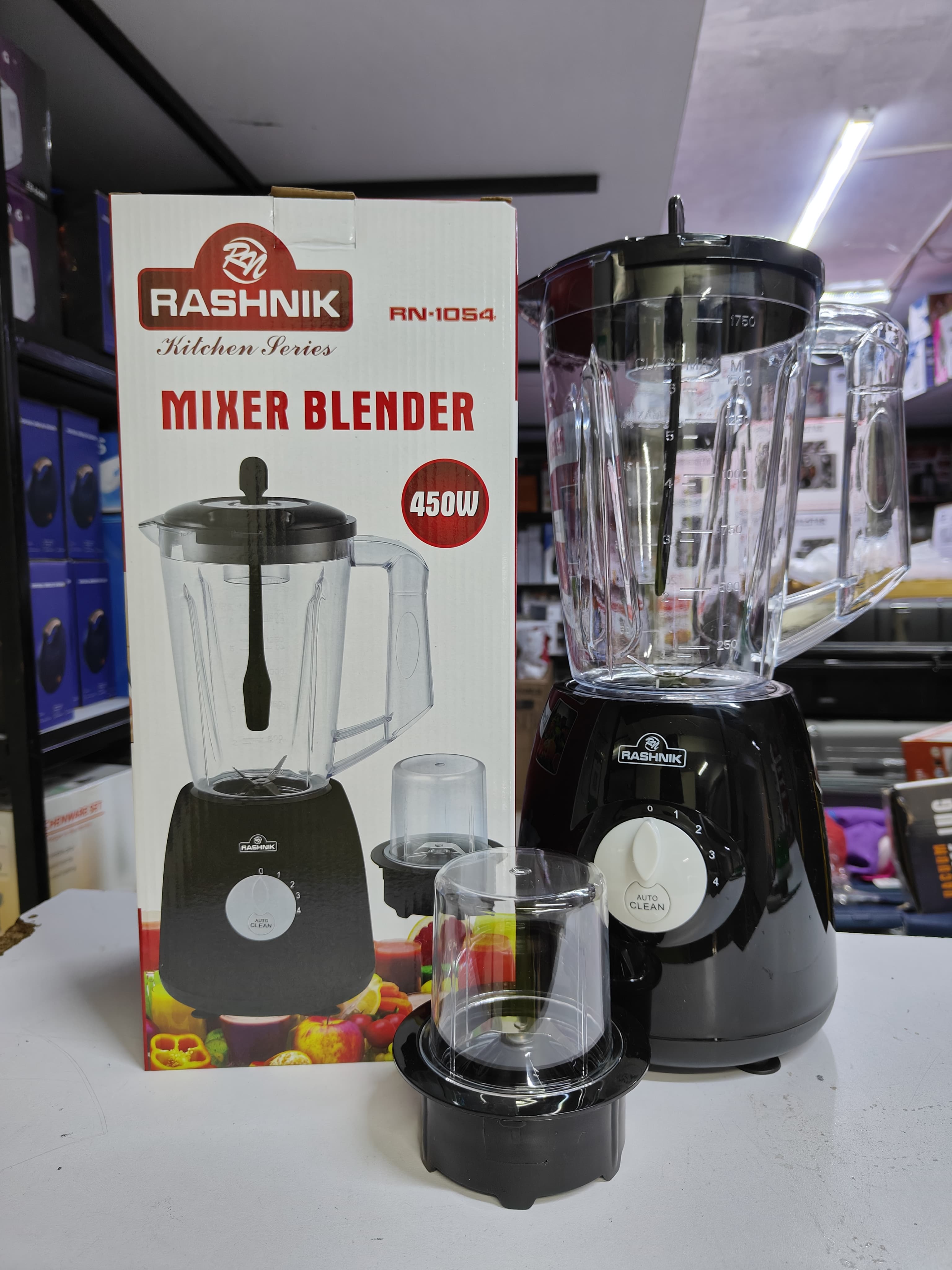 Rashnik 2 in 1 Blender and Grinder with 1.5L Jar, 650W, Blue