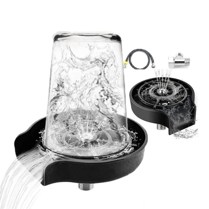 Premium Automatic Glass Rinser for Kitchen Sink - High-Pressure Cup Washer and Bottle Rinser - Professional Stainless Steel Sink Accessory for Home, Bars, and Cafes - Rapid Cleaning Sink Attachment