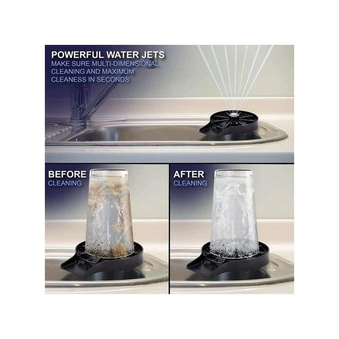 Premium Automatic Glass Rinser for Kitchen Sink - High-Pressure Cup Washer and Bottle Rinser - Professional Stainless Steel Sink Accessory for Home, Bars, and Cafes - Rapid Cleaning Sink Attachment