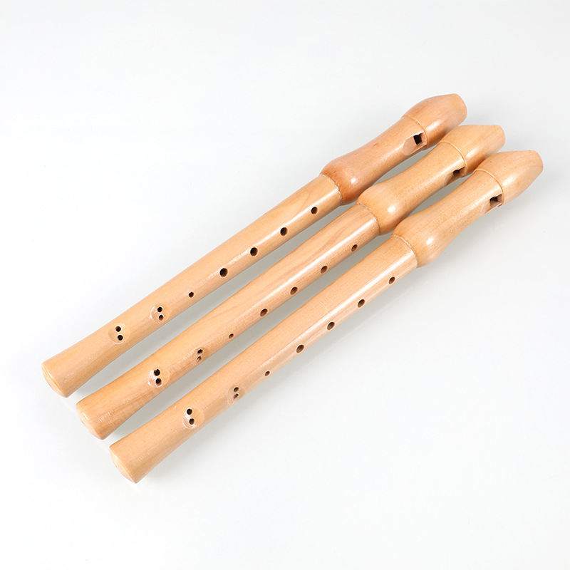 Wooden 8-Hole German Soprano Recorder Flute, Natural Maple, Ideal for CBC School Students & Beginners
