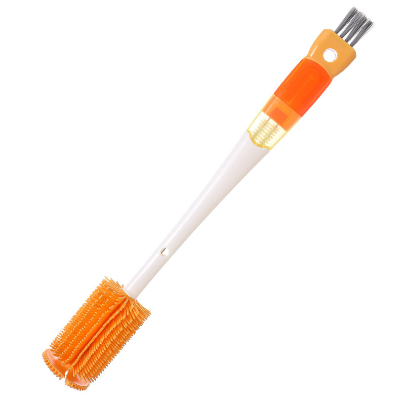 Multifunctional Silicone Bottle Cleaning Brush, 3-in-1 Detachable Cup Brush for Bottles, Straws & Lids, Food Grade, 37cm Long Handle, 2 Colors Available