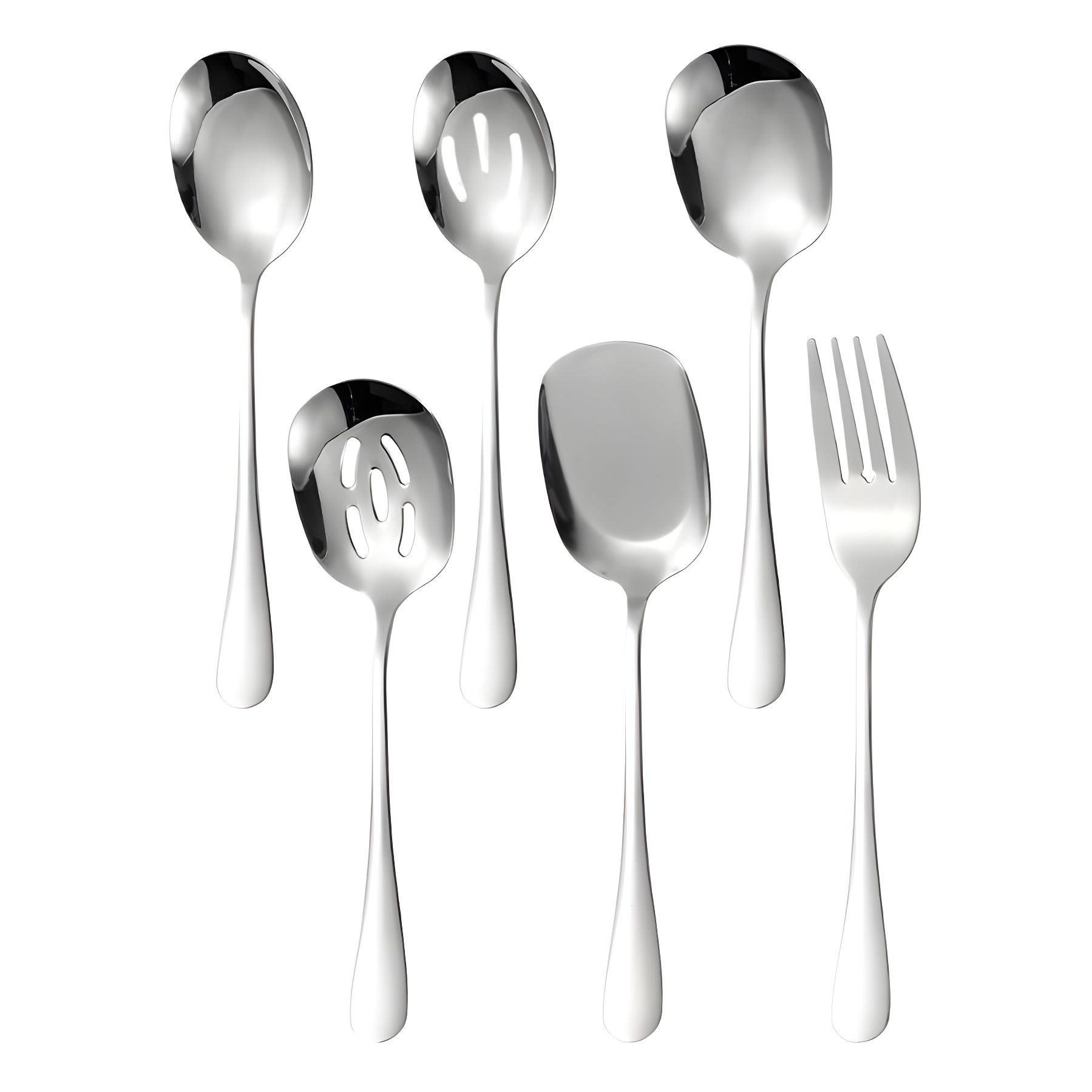 2Pcs Square Head Stainless Steel Serving Spoon Set, Solid & Slotted Buffet Spoons