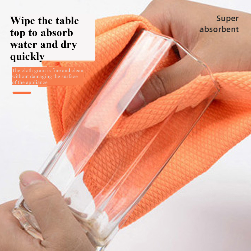 2 Pack Thickened Edged Fish Scale Microfiber Cleaning Cloth 30×30cm, Streak Free Lint Free Super Absorbent Reusable Household Towels, Random Color