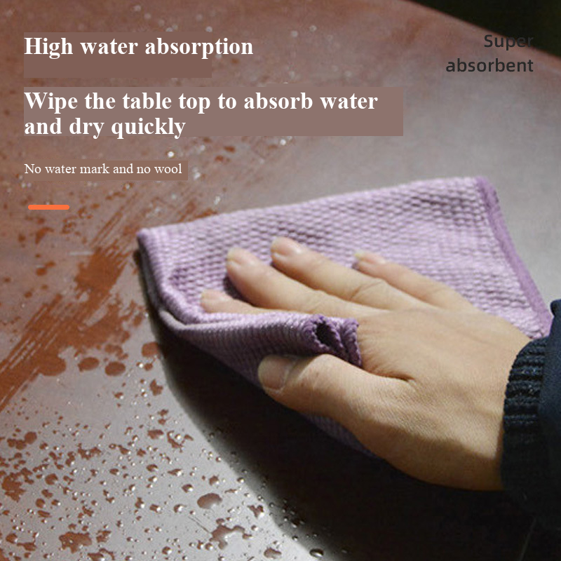 2 Pack Thickened Edged Fish Scale Microfiber Cleaning Cloth 30×30cm, Streak Free Lint Free Super Absorbent Reusable Household Towels, Random Color