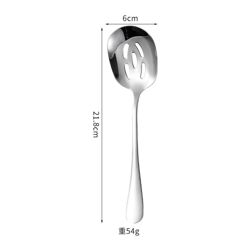 2Pcs Square Head Stainless Steel Serving Spoon Set, Solid & Slotted Buffet Spoons