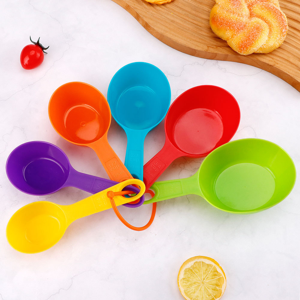 12 Pieces Rainbow Plastic Measuring Cups Spoons Set With Clear Scale Mark, Stackable Kitchen Measuring Tool For Flour Sugar Liquid, Home Baking Cooking Accessory
