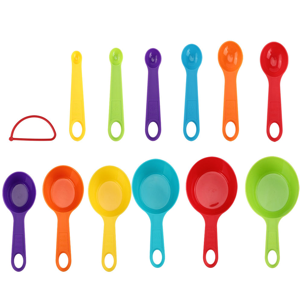 12 Pieces Rainbow Plastic Measuring Cups Spoons Set With Clear Scale Mark, Stackable Kitchen Measuring Tool For Flour Sugar Liquid, Home Baking Cooking Accessory