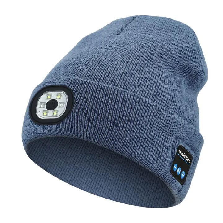 BLUETOOTH  HAT, WIRELESS KNITTED HEADSET HAT, WITH HEADLAMP, STRONG BASS, WARM AND CORMFOTABLE.  CLEAR CALLS AND UPTO 22HRS MUSIC PLAYTIME, FAST CHARGE. MUSIC HAT WIT LED. GIFT FOR BOTH MEN AND WOMEN