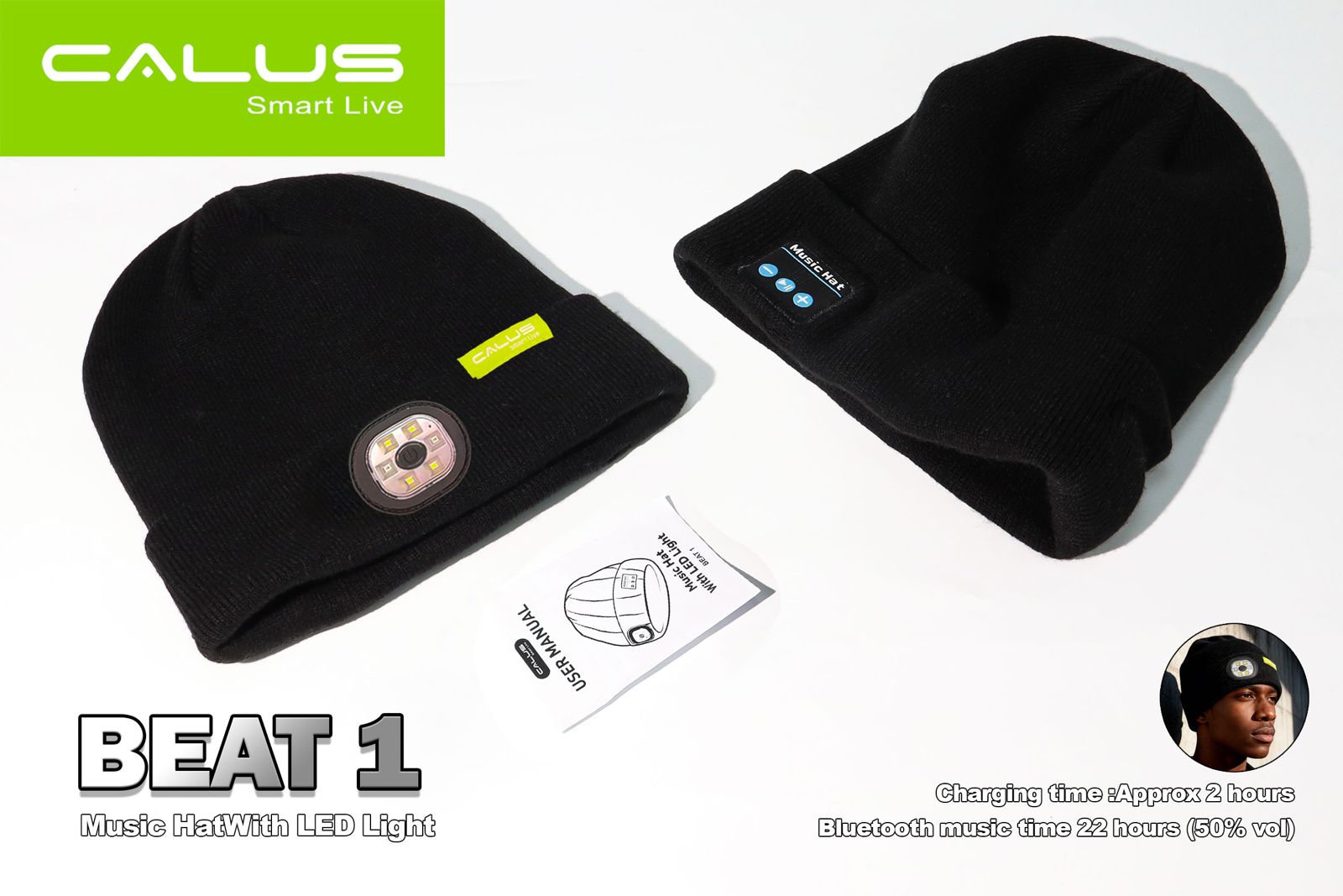 BLUETOOTH  HAT, WIRELESS KNITTED HEADSET HAT, WITH HEADLAMP, STRONG BASS, WARM AND CORMFOTABLE.  CLEAR CALLS AND UPTO 22HRS MUSIC PLAYTIME, FAST CHARGE. MUSIC HAT WIT LED. GIFT FOR BOTH MEN AND WOMEN