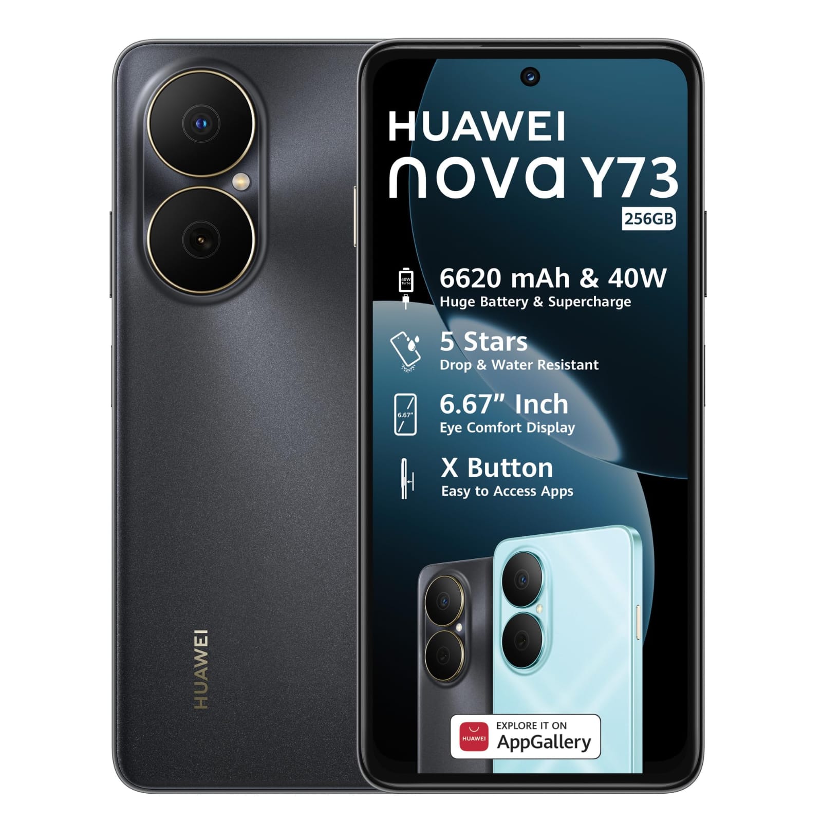 ON OFFER!! HUAWEI NOVA Y73,  WATER AND DUST RESISTANT, 8GB RAM + 256GB ROM,TURBO CHARGING, 6.67 DISPLAY, 6620mAh BATTERY DUAL SIM, 50mp PANORAMA HDR REAR CAMERA + 8mp wide, SIDE FINGERPRINT
