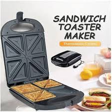Sokany 2-in-1 Black Sandwich & Waffle Maker - 4 Slice Capacity, Non-Stick Plates, Energy Efficient, 15x10x7cm