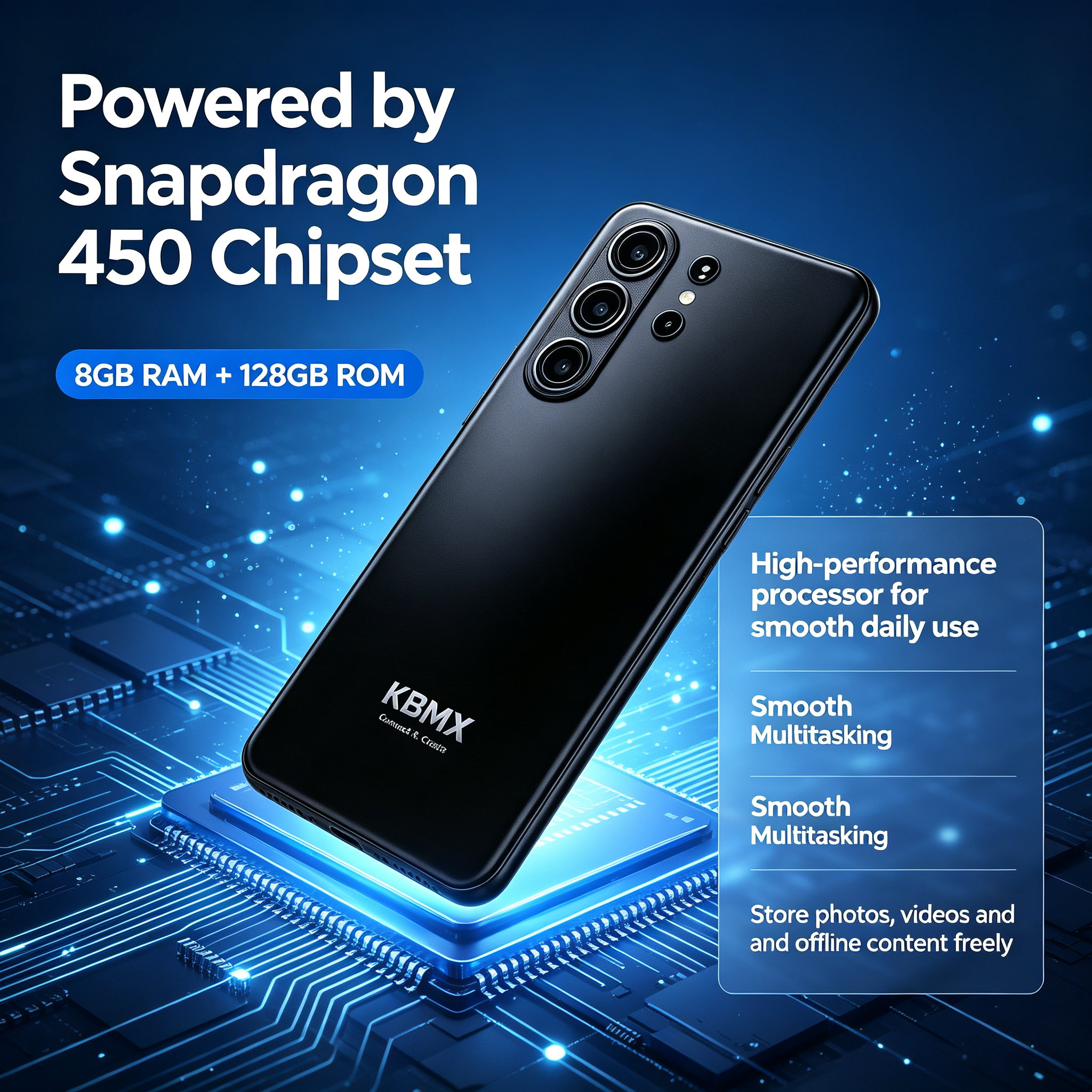 Brand New KBMX Smartphone, Nairobi Stock, 128GB Storage + 8GB RAM, 50MP Camera, 6.7-inch 90Hz Screen, Snapdragon 450 Processor, 5000mAh Battery, 25W Type-C Fast Charge, Android 14. Limited Stock!!!