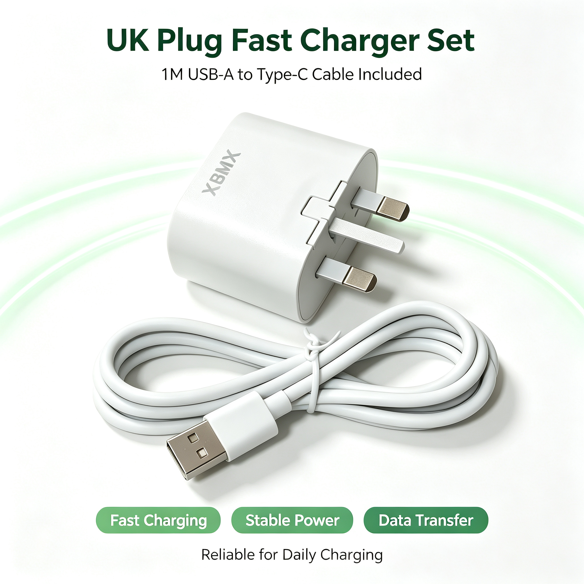 Wall Charger, 5V2A Charger, USB A to Type C Cable, 1M charging cable, Portable Charger Adapter, KBMX portable WiFi charger.1 x Wall Charger, 1 x 1M USB‑A to Type‑C Charging Cable,