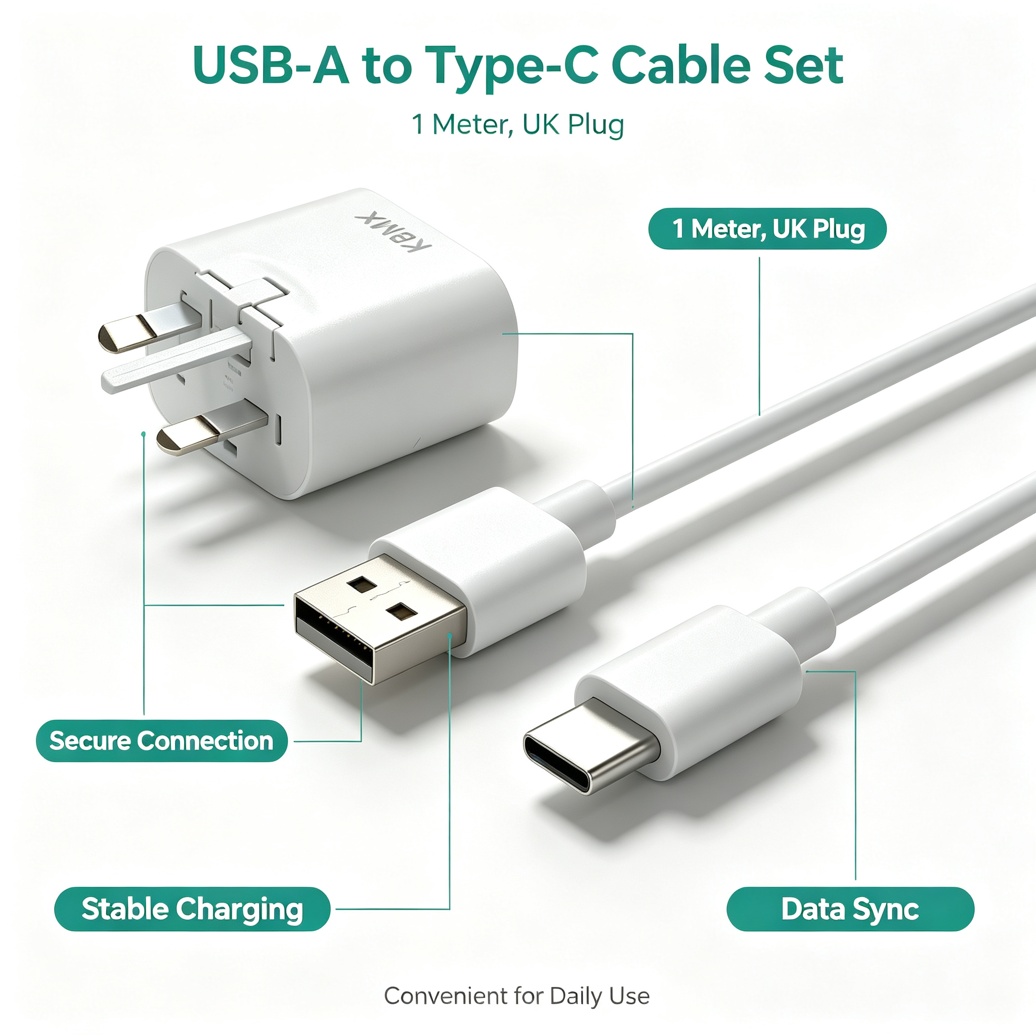 Wall Charger, 5V2A Charger, USB A to Type C Cable, 1M charging cable, Portable Charger Adapter, KBMX portable WiFi charger.1 x Wall Charger, 1 x 1M USB‑A to Type‑C Charging Cable,