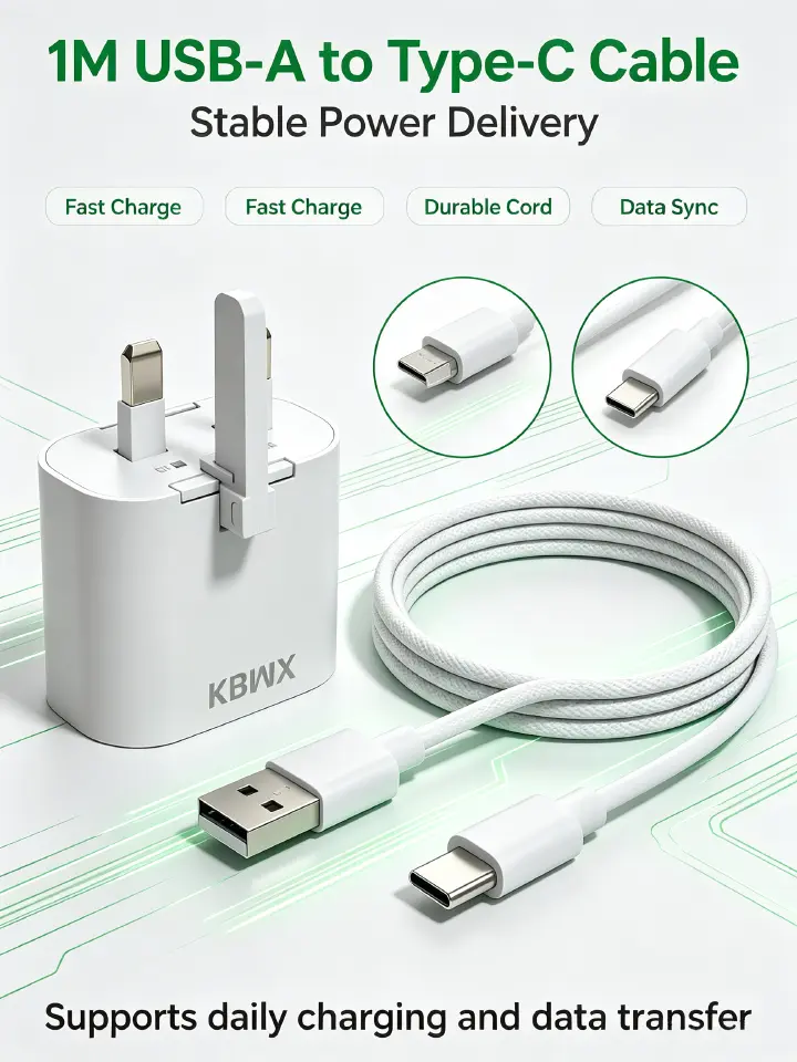 Wall Charger, 5V2A Charger, USB A to Type C Cable, 1M charging cable, Portable Charger Adapter, KBMX portable WiFi charger.1 x Wall Charger, 1 x 1M USB‑A to Type‑C Charging Cable,