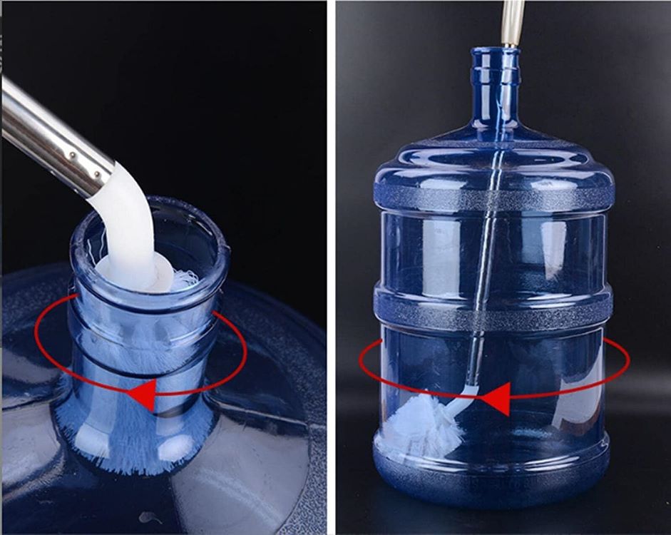 Long L-Shaped Gallon Water Bottle Cleaning Brush – Multipurpose Large Bottle Scrubber for 5 Gallon Water Jugs, Glass Bottles, Dispenser Barrels & Narrow Containers