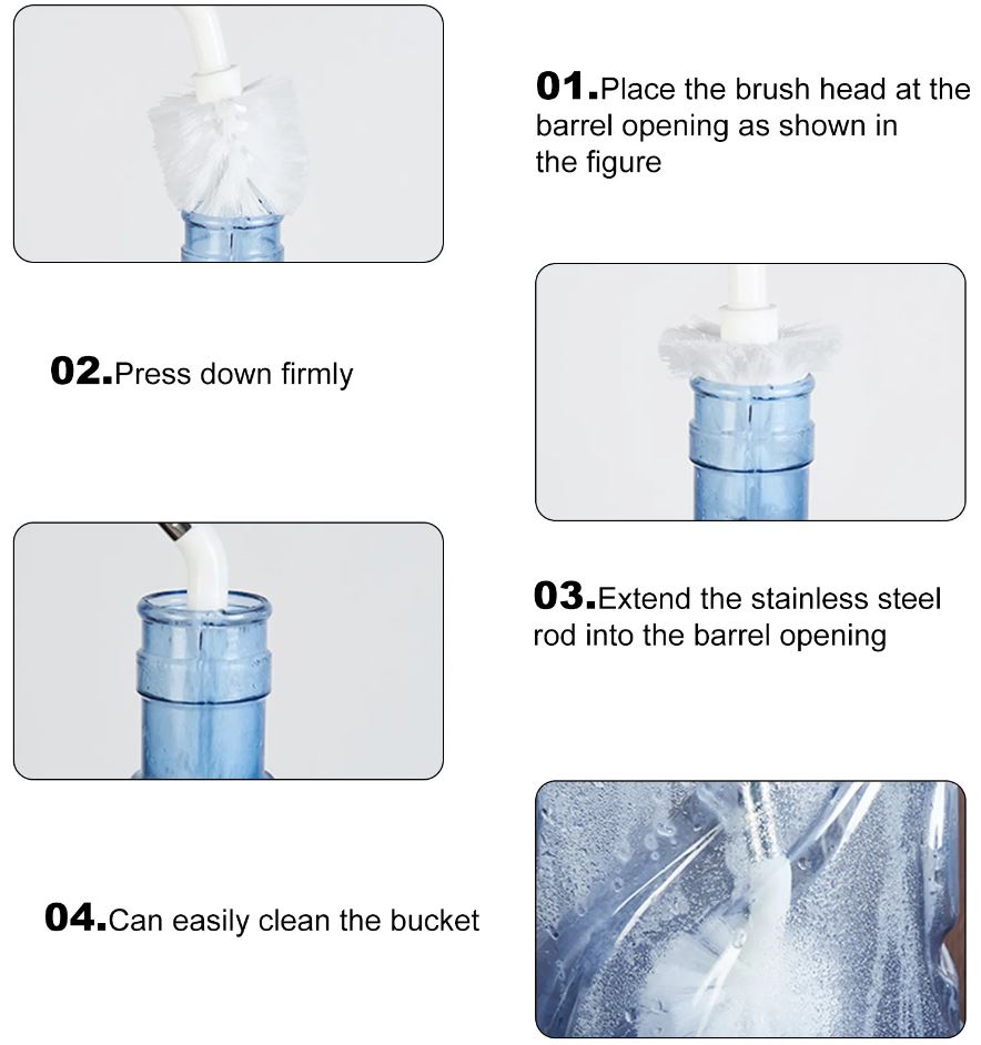 Long L-Shaped Gallon Water Bottle Cleaning Brush – Multipurpose Large Bottle Scrubber for 5 Gallon Water Jugs, Glass Bottles, Dispenser Barrels & Narrow Containers