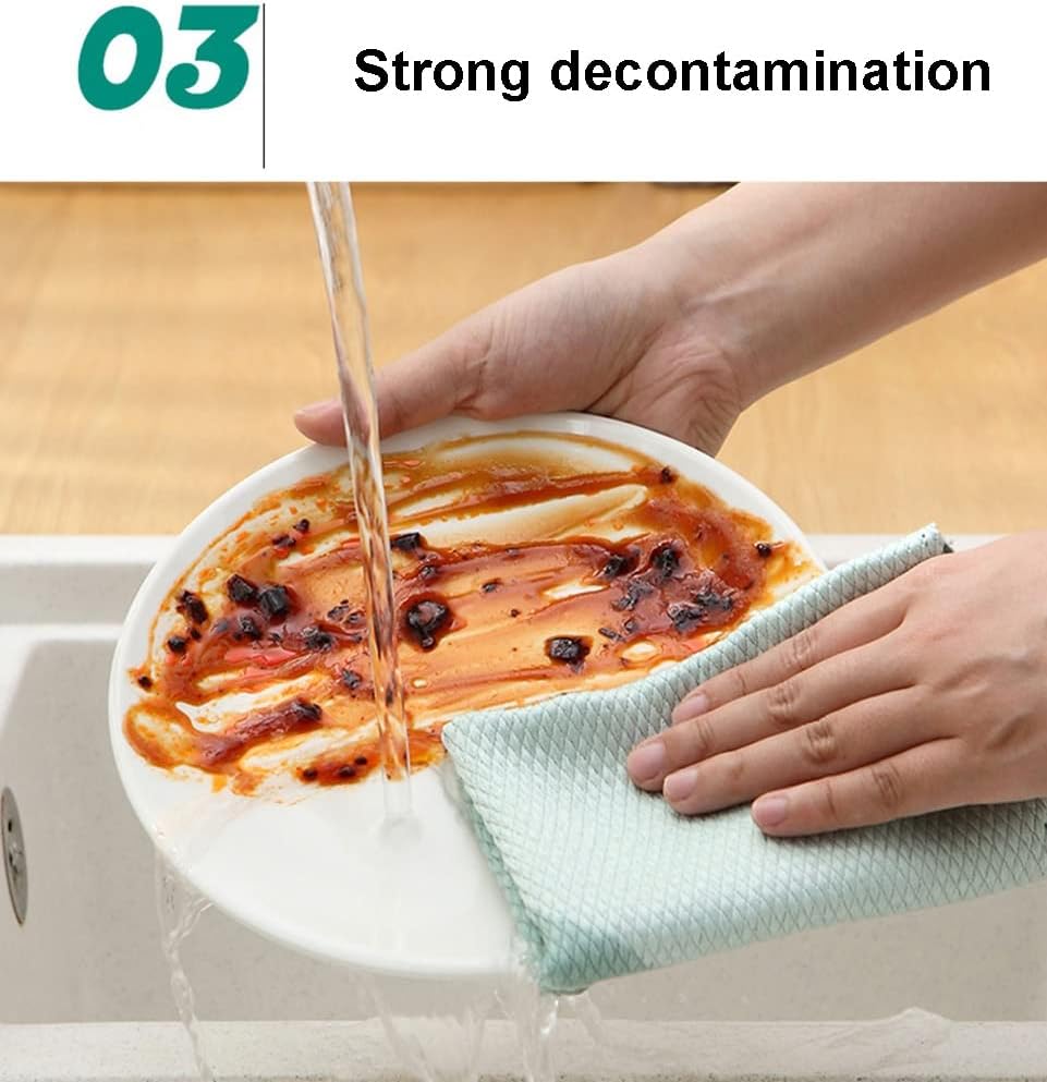 5 Pack Fish Scale Microfiber Cleaning Cloths – Lint-Free Streak-Free Kitchen Dish Towels | Ultra Absorbent Glass, Mirror & Car Cleaning Cloths (30 x 30cm)