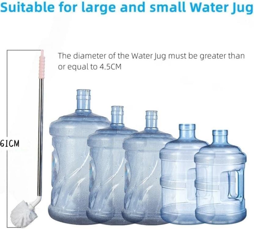 Long L-Shaped Gallon Water Bottle Cleaning Brush – Multipurpose Large Bottle Scrubber for 5 Gallon Water Jugs, Glass Bottles, Dispenser Barrels & Narrow Containers