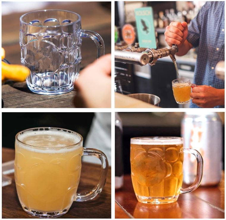 6-Piece Unbreakable Acrylic Beer Mug Set with Handles | Crystal Clear Plastic Beverage Cups | Durable BPA-Free Drinking Glasses for Parties, BBQ, Home & Outdoor Use (300ml/500ml)