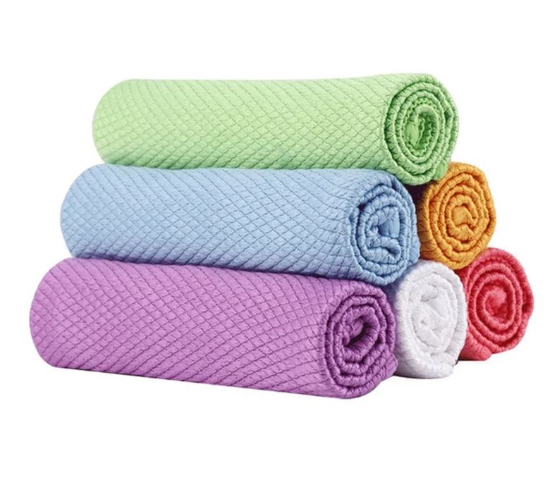 5 Pack Fish Scale Microfiber Cleaning Cloths – Lint-Free Streak-Free Kitchen Dish Towels | Ultra Absorbent Glass, Mirror & Car Cleaning Cloths (30 x 30cm)
