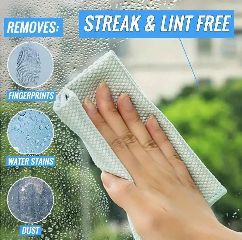 5 Pack Fish Scale Microfiber Cleaning Cloths – Lint-Free Streak-Free Kitchen Dish Towels | Ultra Absorbent Glass, Mirror & Car Cleaning Cloths (30 x 30cm)