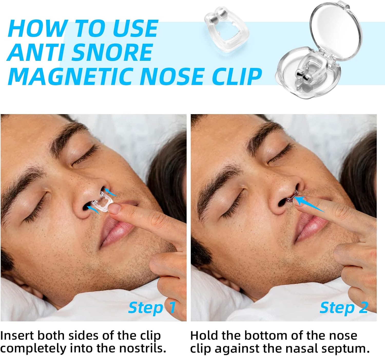 Anti-Snoring Magnetic Nose Clip – Reusable Silicone Snore Stopper Device for Better Sleep, Nasal Breathing Aid