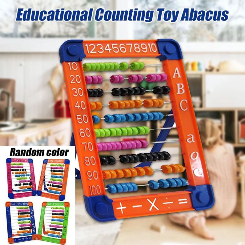 Kids Plastic Math Abacus Educational Learning Toy – Counting Beads Number & Alphabet Frame for Early Maths, Preschool & Kindergarten Learning