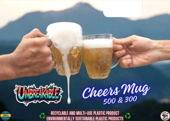 6-Piece Unbreakable Acrylic Beer Mug Set with Handles | Crystal Clear Plastic Beverage Cups | Durable BPA-Free Drinking Glasses for Parties, BBQ, Home & Outdoor Use (300ml/500ml)