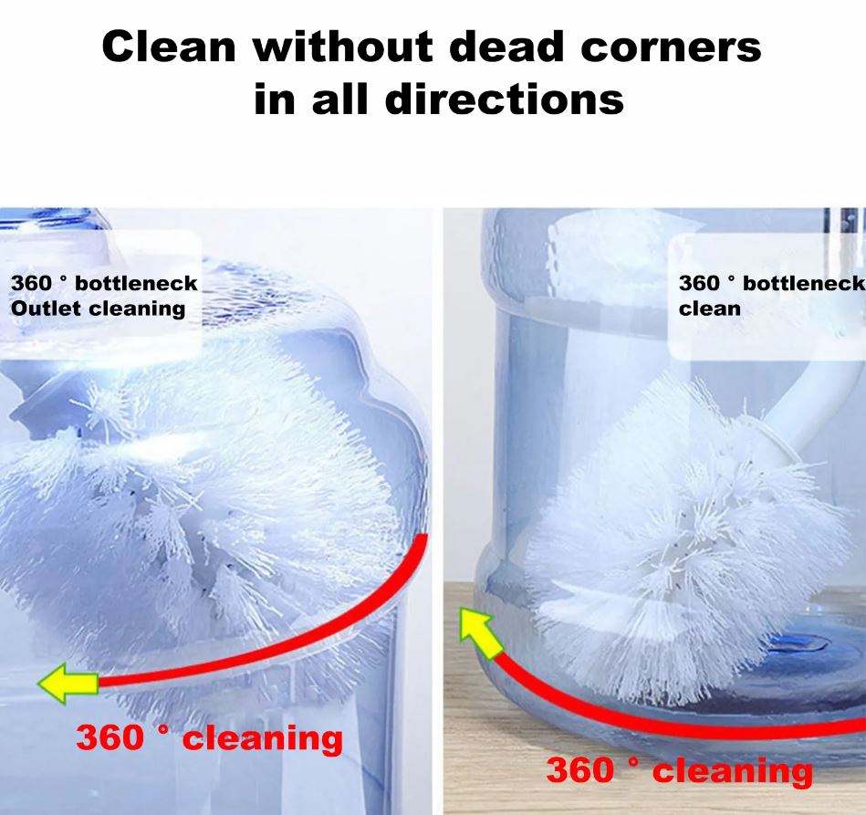 Long L-Shaped Gallon Water Bottle Cleaning Brush – Multipurpose Large Bottle Scrubber for 5 Gallon Water Jugs, Glass Bottles, Dispenser Barrels & Narrow Containers