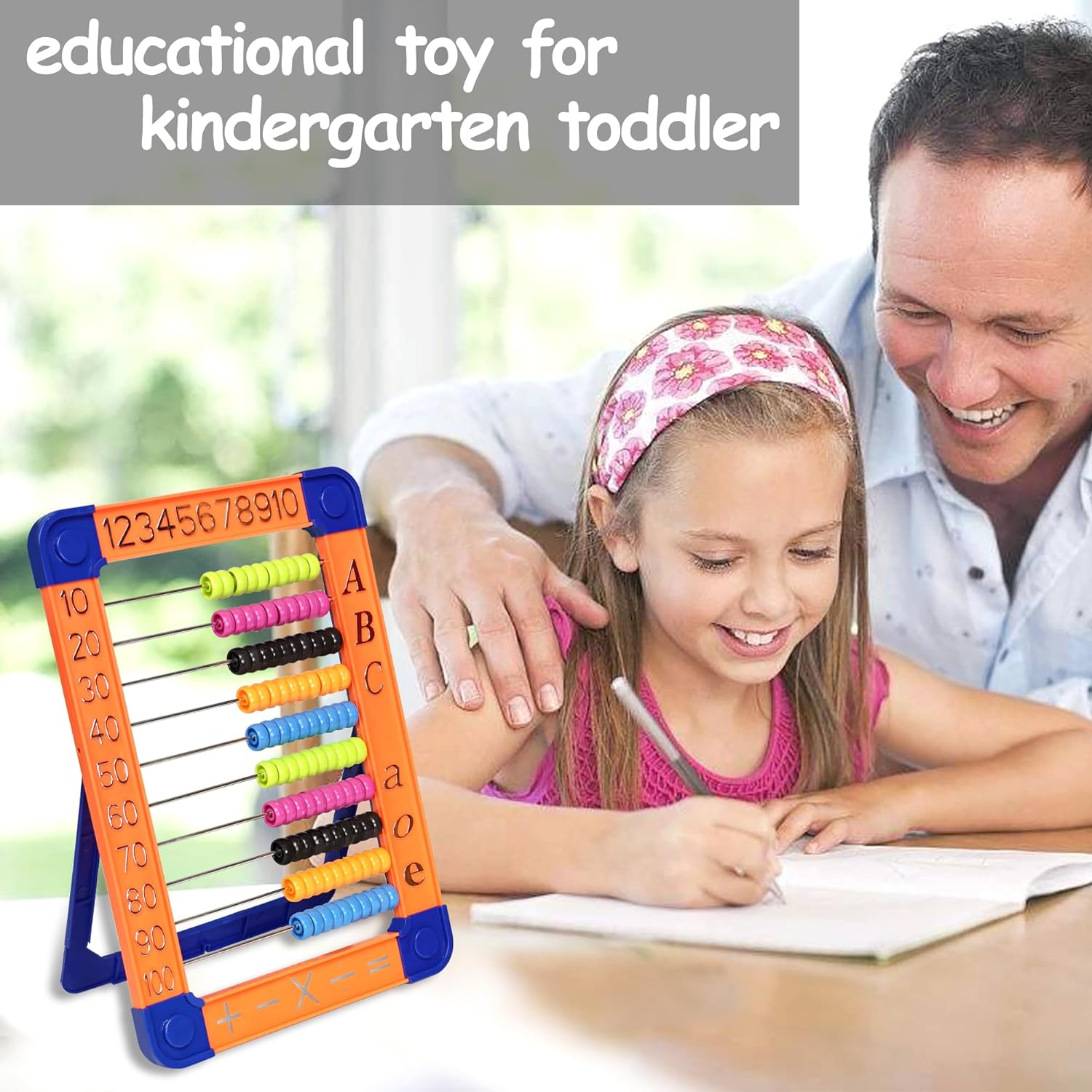 Kids Plastic Math Abacus Educational Learning Toy – Counting Beads Number & Alphabet Frame for Early Maths, Preschool & Kindergarten Learning