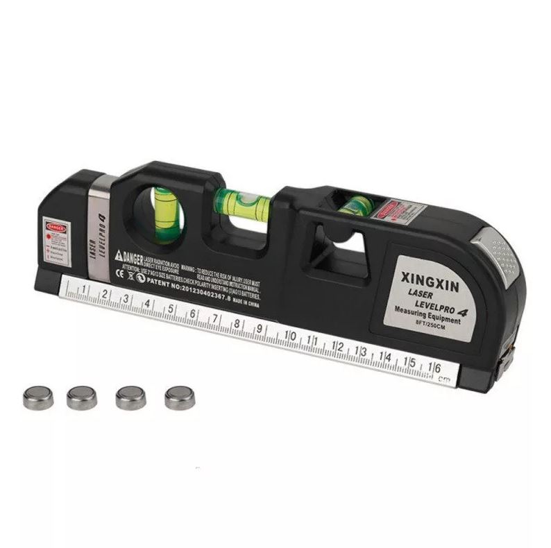 Laser Level Pro 3 Multifunction Laser Level with 8ft Tape Measure, Spirit Level & Cross Line Projector – Portable DIY & Professional Measuring Tool