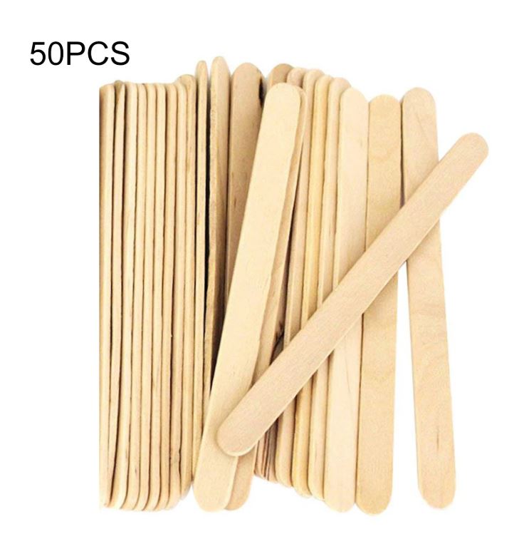 Natural Wooden Craft Sticks 4.5” / 11cm – Popsicle Sticks for DIY Crafts, Ice Cream, Candy Making & School Projects (50pcs) – Smooth, Food-Safe, Unpainted Wooden Sticks