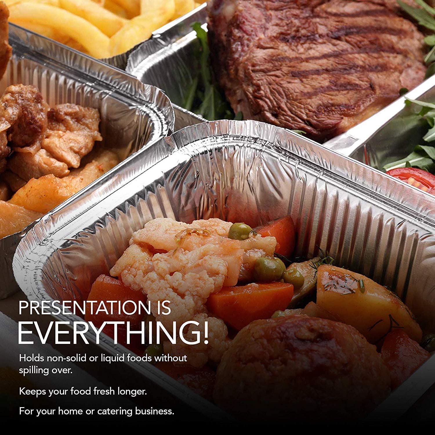 Disposable Aluminum Foil Food Containers with Lids – 10 Pack Takeaway Trays