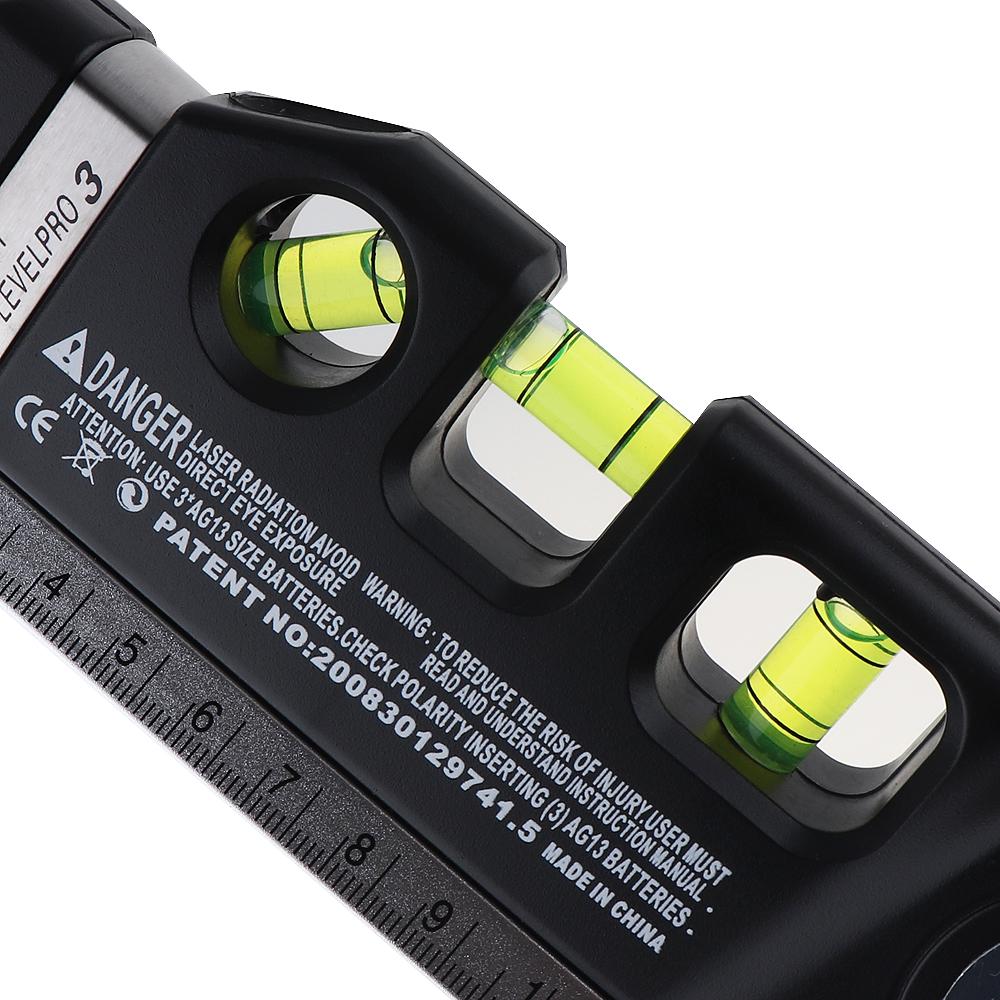 Laser Level Pro 3 Multifunction Laser Level with 8ft Tape Measure, Spirit Level & Cross Line Projector – Portable DIY & Professional Measuring Tool