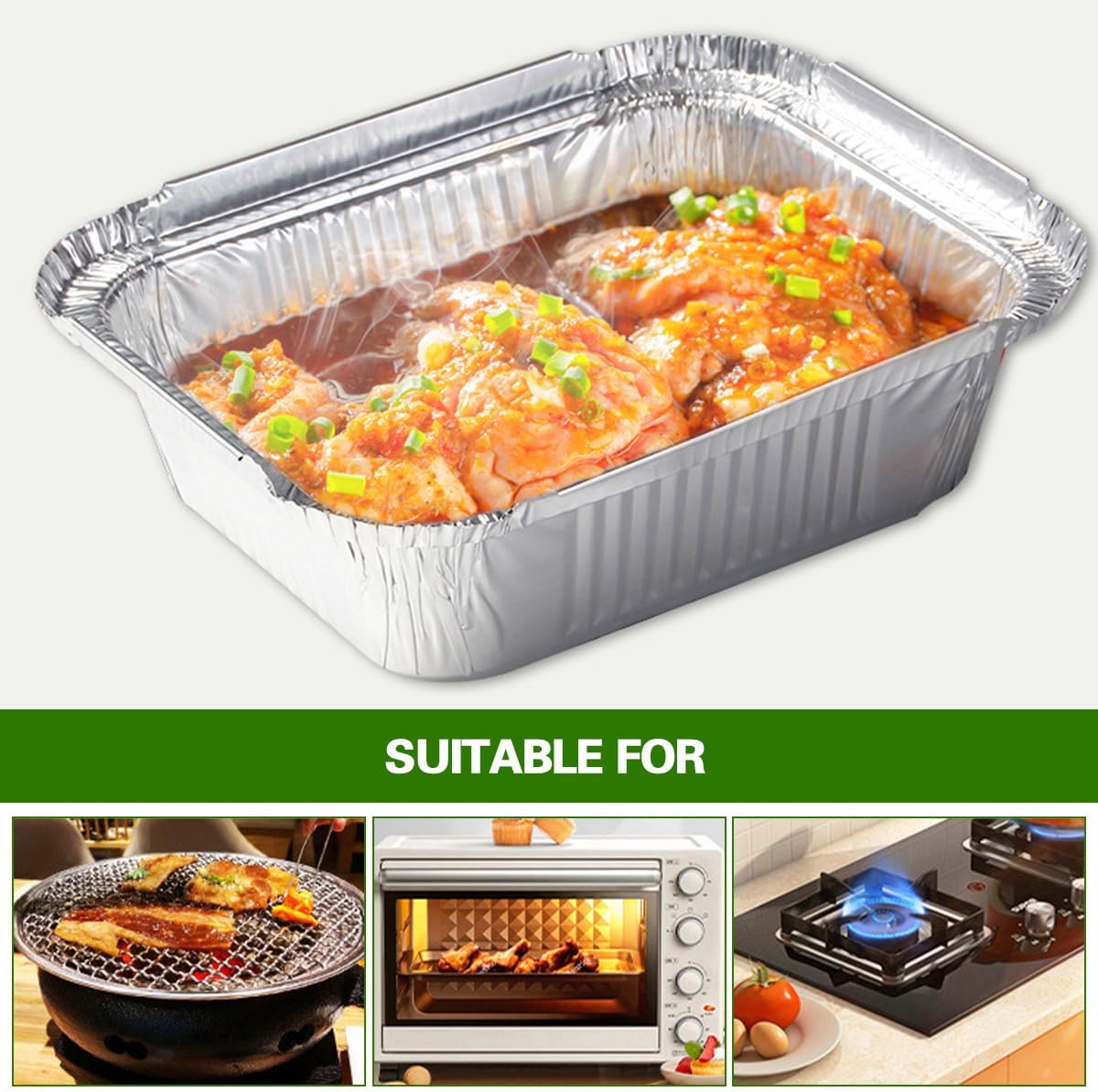 Disposable Aluminum Foil Food Containers with Lids – 10 Pack Takeaway Trays