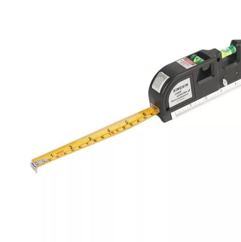 Laser Level Pro 3 Multifunction Laser Level with 8ft Tape Measure, Spirit Level & Cross Line Projector – Portable DIY & Professional Measuring Tool