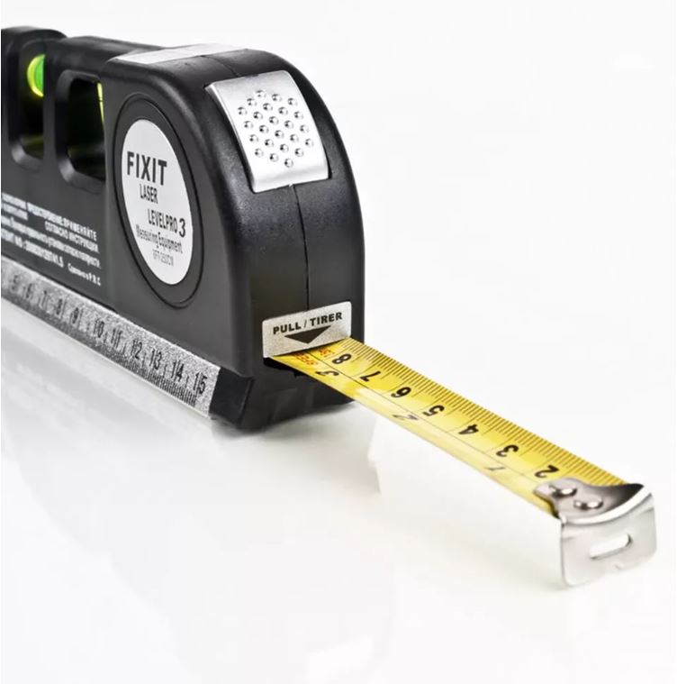 Laser Level Pro 3 Multifunction Laser Level with 8ft Tape Measure, Spirit Level & Cross Line Projector – Portable DIY & Professional Measuring Tool