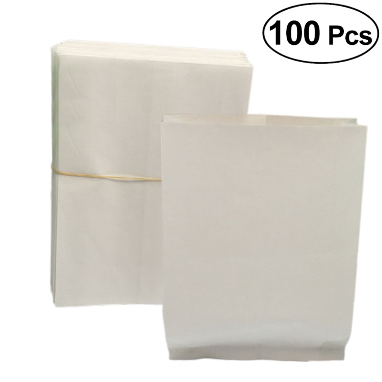 Greaseproof Paper Food Bags – Oil Resistant Kraft Takeaway Packaging Pouches for Burgers, Fries, Sandwiches, Bakery & Fast Food - 100PCS