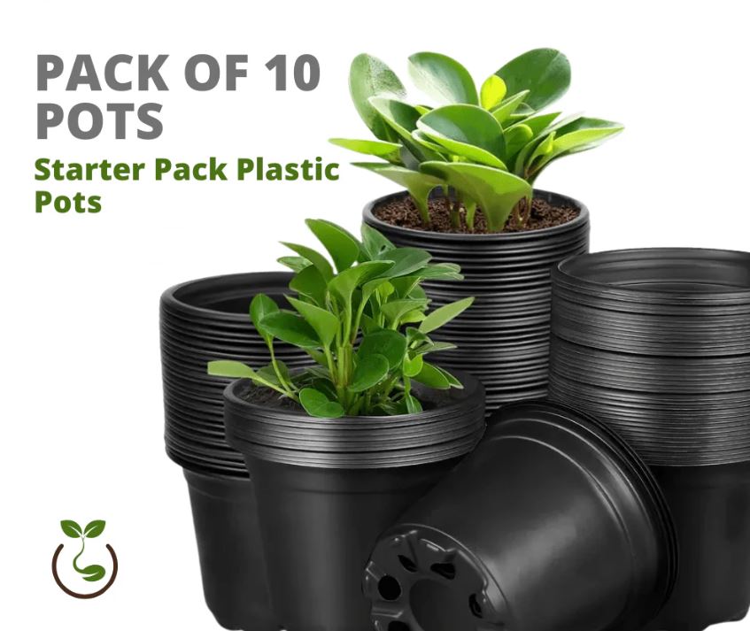 Decorative Plastic Garden Flower Pots & Nursery Planters – Reusable Plant Pots with Drainage Holes for Indoor & Outdoor Plants, Succulents, Herbs, Seedlings & Gardening